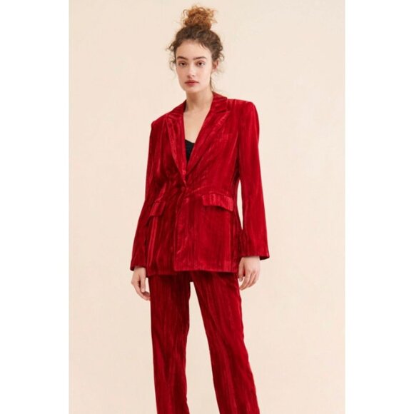 Steve Madden Imaan Crushed Velvet Boyfriend Blazer SMALL - Picture 1 of 10